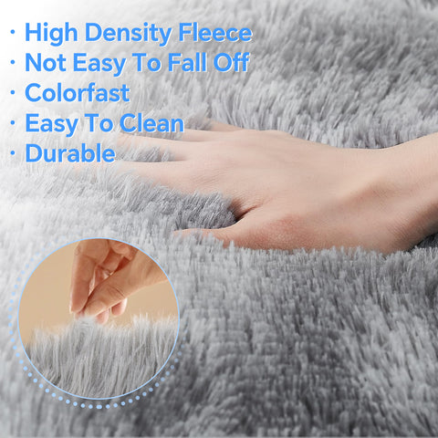 HioHa Area Rugs, 10ft x 8ft Shaggy Area Rugs for Living Room Bedroom, Soft Fluffy Rugs & Plush Decorative Rug for Indoor Home Floor Carpet Mat Silver Gray