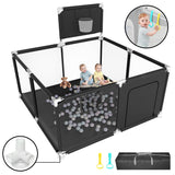 HioHa Baby Playpen, Baby Playard with Basketball Hoop, Portable Play Yard Baby Fences for Infant Toddler (SWBP4)