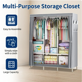 HioHa Portable Closet Storage Organizer Clothes Wardrobe Shoe Clothing Rack Shelf Dustproof Non-woven Fabric,Quick and Easy to Assemble 67*18*50 Inch