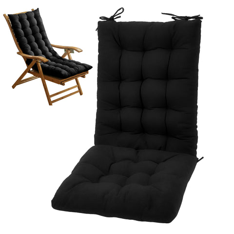 HioHa Rocking Chair Cushion, 49x19x3 inch Lounge Chaise Chair Cushion with Ties, Thickened Recliner Cushion Double-Sided Foldable(Black)