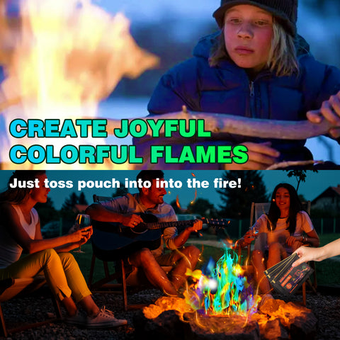 LCGOD Fire Color Changing Packets Fire Pit, Environmental Kraft Packaged Magical Aurora for Camping, Halloween, Outdoor Indoor Fireplace(50PCS)