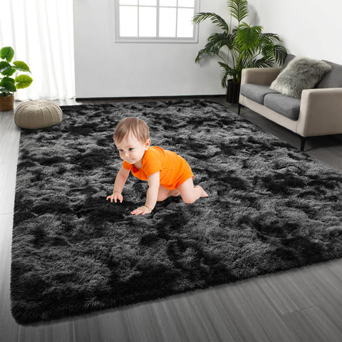 HioHa Area Rugs ,9ft x 6ft Shaggy Area Rugs for Living Room Bedroom，Soft Fluffy Rugs& Plush Decorative Rug for Indoor Home Floor Carpet Mat Dark Gray