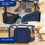 HioHa Baby Playpen, Baby Playard with Basketball Hoop, Portable Hexagon Play Yard Baby Fences for Infant Toddler