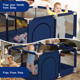 Baby Playpen, Outdoor Play Yard, Portable Play Yard 4-Panel- Baby Safety Playpen for Infant Toddler Blue