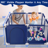 Baby Playpen, Outdoor Play Yard, Portable Play Yard 4-Panel- Baby Safety Playpen for Infant Toddler Blue