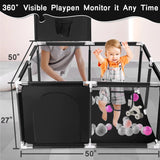 HioHa Baby Playpen, Baby Playard with Basketball Hoop, Portable Play Yard Baby Fences for Infant Toddler (SWBP4)