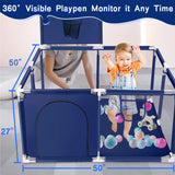 HioHa Baby Playpen, Baby Playard with Basketball Hoop, Portable Play Yard Baby Fences for Infant Toddler