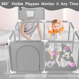 HioHa Baby Playpen, Baby Playard with Basketball Hoop, Portable Play Yard Baby Fences for Infant Toddler