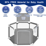 HioHa Baby Playpen, Baby Playard with Basketball Hoop, Portable Hexagon Play Yard Baby Fences for Infant Toddler