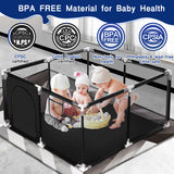 Baby Playpen, Outdoor Play Yard, Portable Play Yard 4-Panel- Baby Safety Playpen for Infant Toddler Black