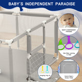 HioHa Extra Large Baby Playpen, Big Play Pens for Babies and Toddlers, Gap-Free, Climb-Proof Baby Playards for Indoor Fun, Baby Gate Playpen with Zippered Door and Storage Bag