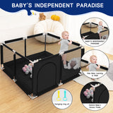 Baby Playpen, Outdoor Play Yard, Portable Play Yard 4-Panel- Baby Safety Playpen for Infant Toddler Black