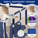 Extra Large Baby Playpen, Big Play Pens for Babies and Toddlers, Gap-Free, Climb-Proof Baby Playards for Indoor Fun, Baby Gate Playpen with Zippered Door and Storage Bag(Blue)